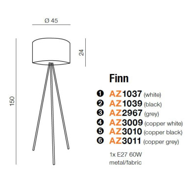 Lampa podłogowa FINN AZ3010 - Azzardo