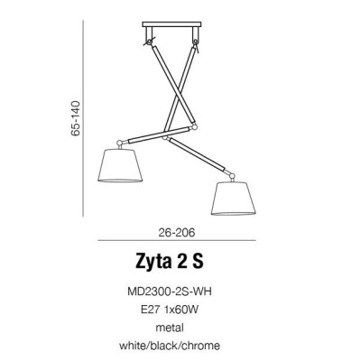 Lampa wisząca ZYTA 2 S Grey AZ1846 + AZ2598 – Azzardo