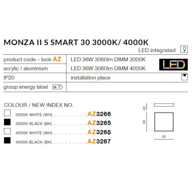 Plafon Monza II S SMART 30 3000K AZ3265- AZzardo