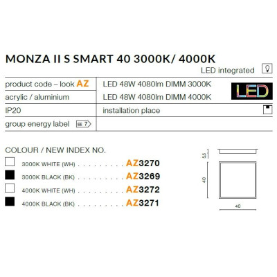 Plafon Monza II S SMART 40 3000K AZ3269- AZzardo