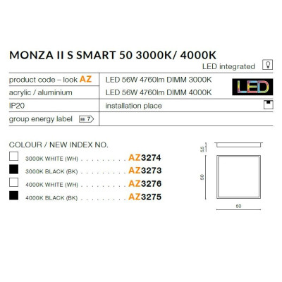 Plafon Monza II S SMART 50 3000K AZ3273- AZzardo