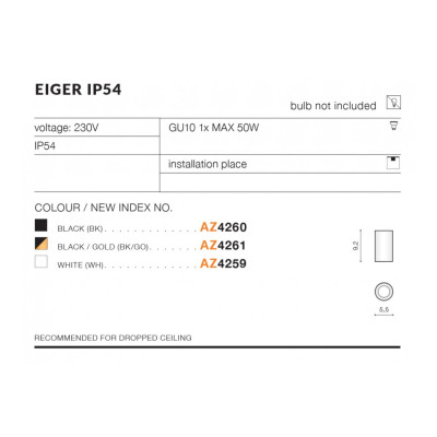Lampa sufitowa Eiger IP54 AZ4260 - Azzardo