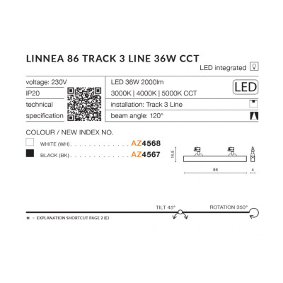Oprawa Linnea 86 Track 3Line 36W CCT AZ4568 - Azzardo