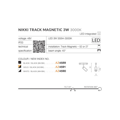 Reflektor Nikki Track Magnetic AZ4591 - Azzardo