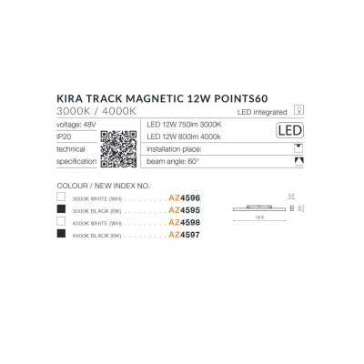 Oprawa Kira Track Magnetic 12W POINTS60 4000K AZ4597 - Azzardo